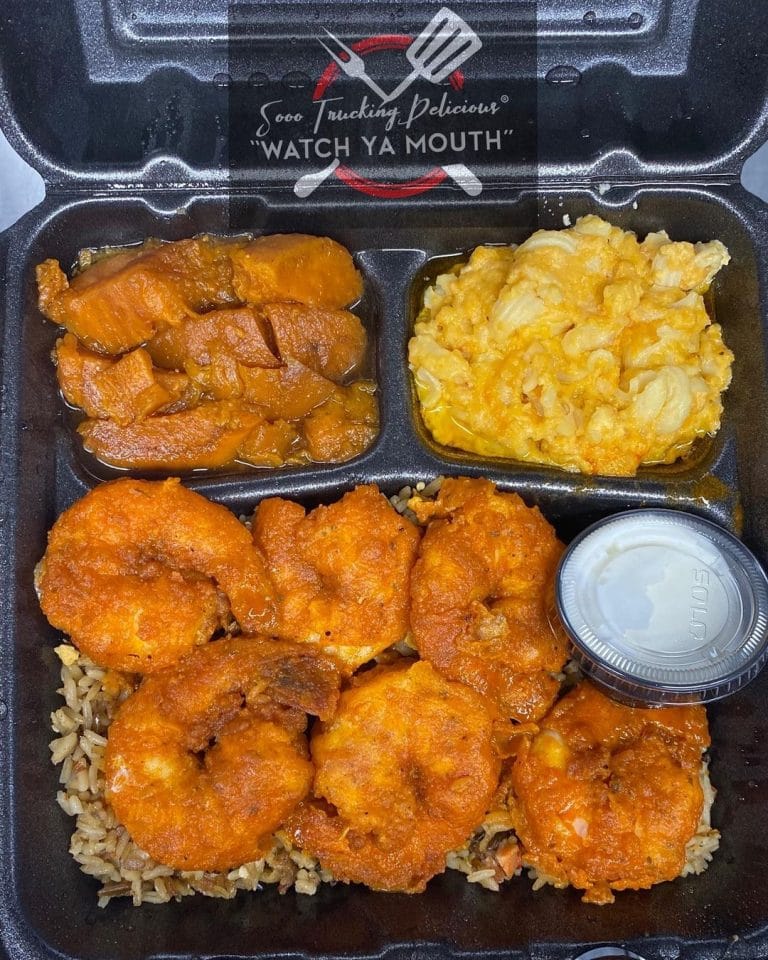 A plate of soulfood from a food truck