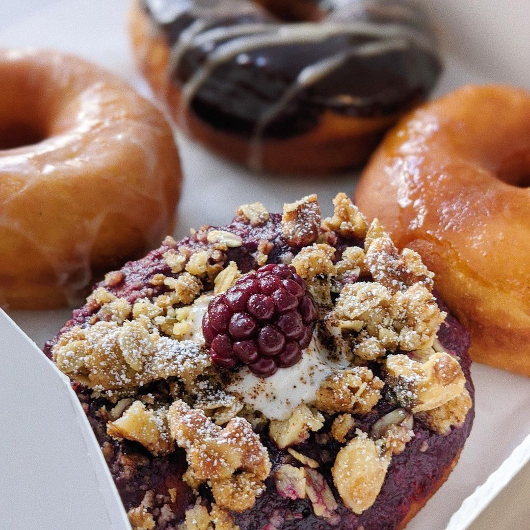 Doux Vegan doughnuts with toppings