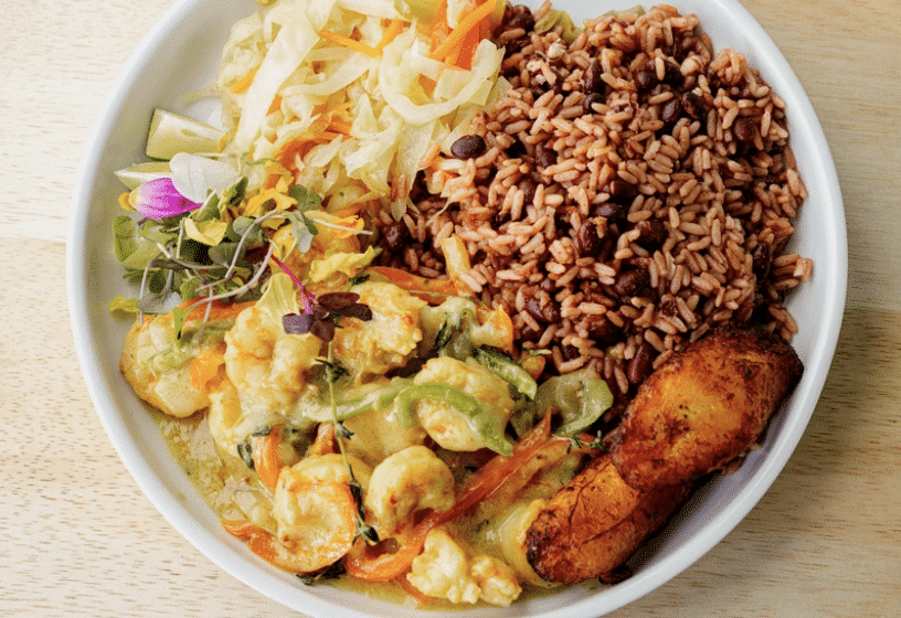 A plate of food from Jamaica Pon Di Road in houston. 