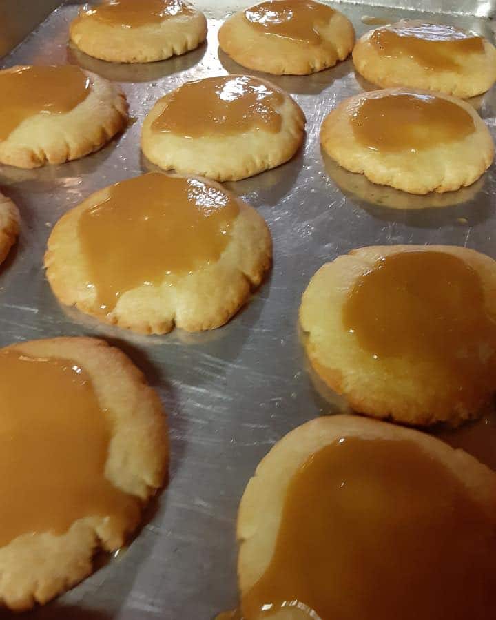 A tray of caramel tea cakes from a black owned bakery in Little Rock, Arkanssas, Bea Blessed Bakery. 