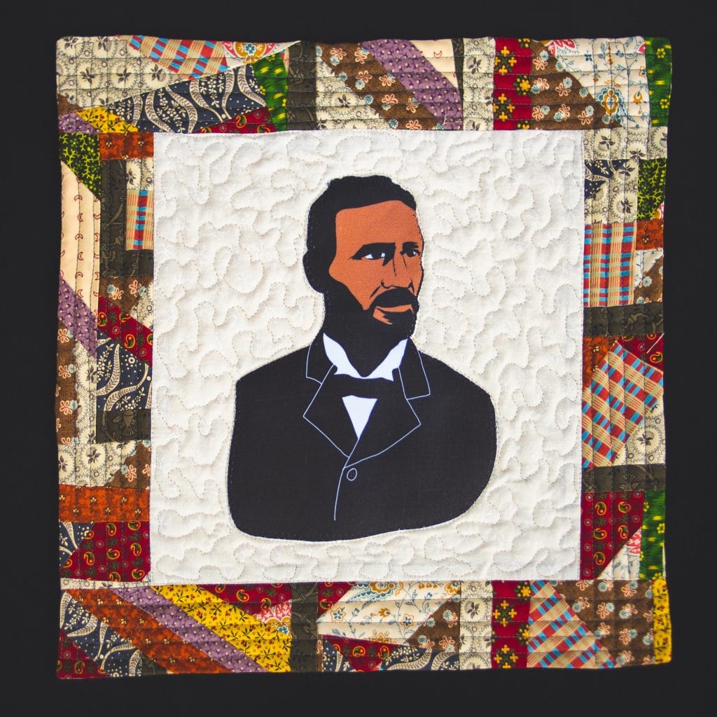 A quilted block depicting Norbert Rilleaux
