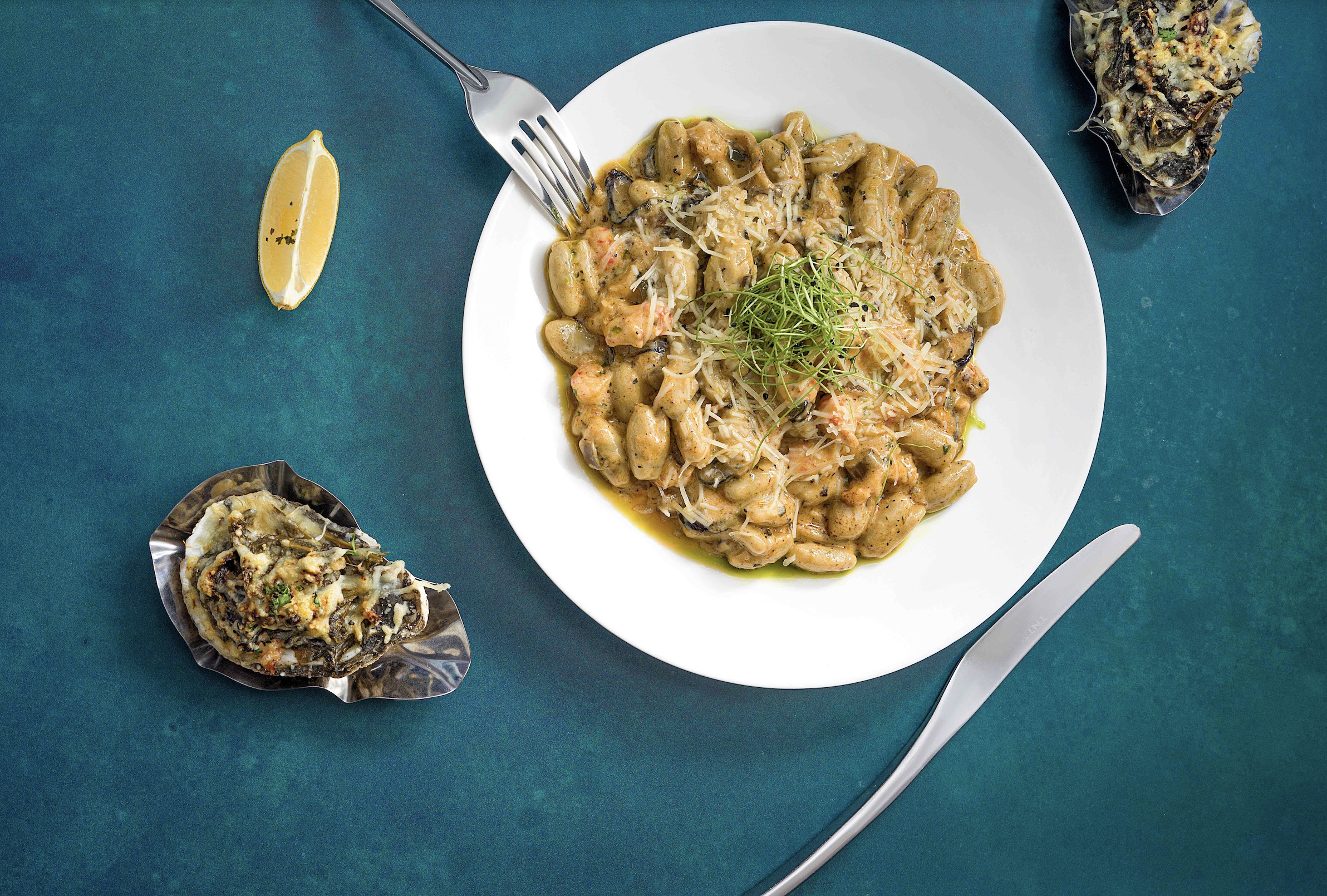 Crawfish Monica and Oysters Bea BRW