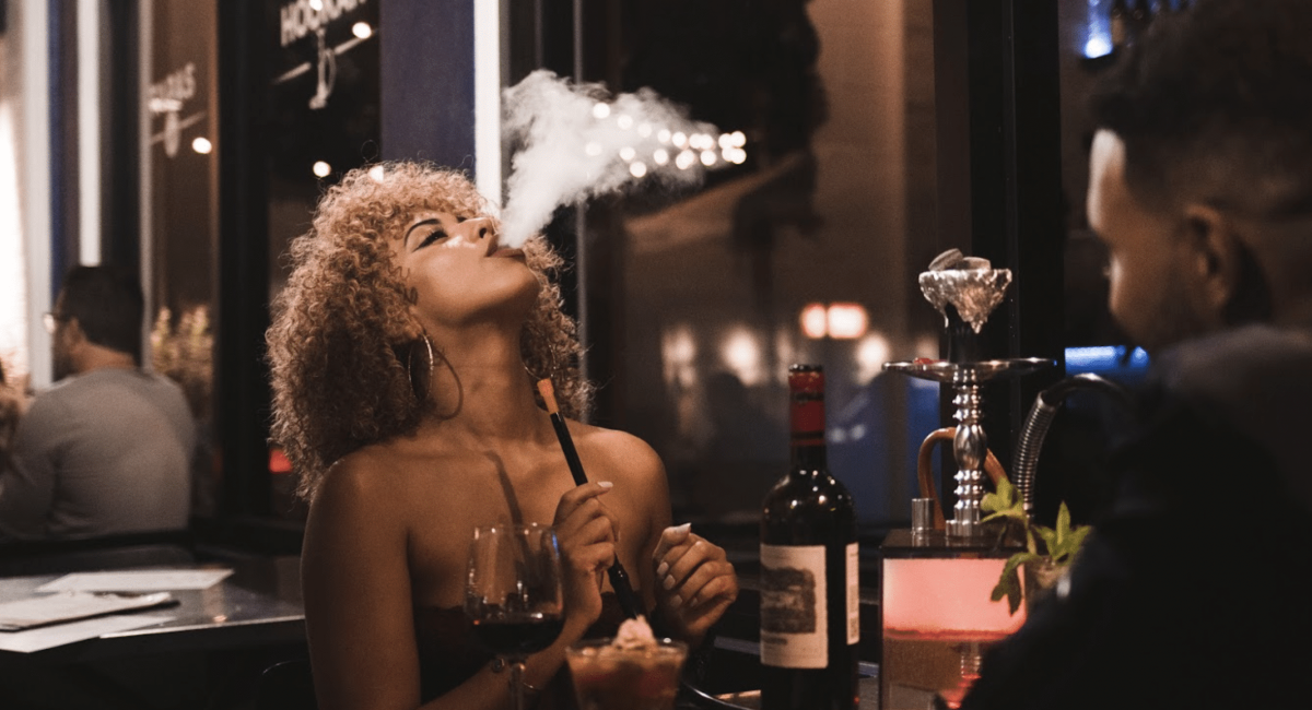 woman smoking hookah